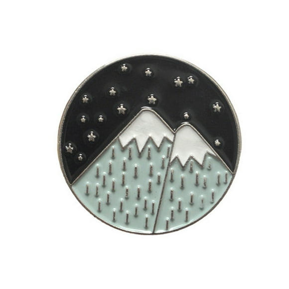 IKemiter Outdoor Theme Enamel Paint Alloy Lapel Pin Backpack Pin Bonefire Snow Mountain Moon Star 1 inch