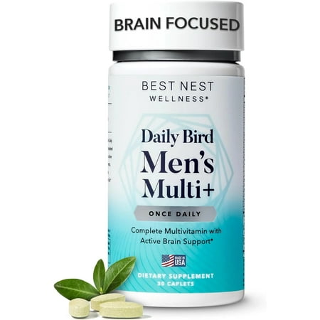 Best Nest Wellness Mens Daily Multivitamin - Men Vitamins for Overall Health, Multimineral Supplement with Probiotics, Methylfolate, A, C, D, E B12, Zinc & Whole Food Organic Blend Multi Vitamin 30Ct