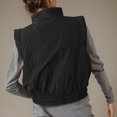 thumbnail image 4 of qolati Womens Puffer Vest Cropped Lightweight Button Down Quilted Vest Scrunch Stand Collar Sleeveless Padded Gilet Coat with Pockets Black XL 10, 4 of 8