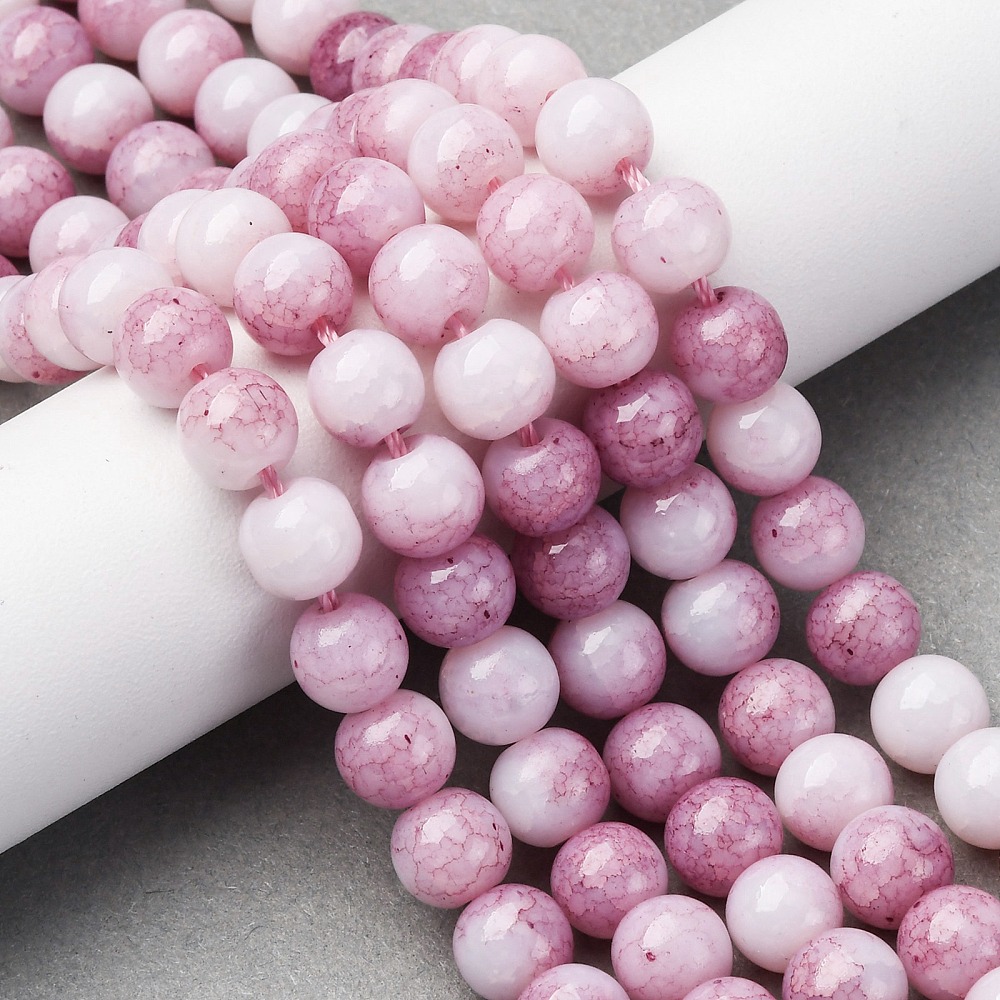 10strands Opaque Glass Beads Strands Imitation Beads Round Dyed Lavender Blush 8.5mm Hole: 1.2mm about 50~52pcs/strand 14.33~15.31''(36.4~38.9cm)