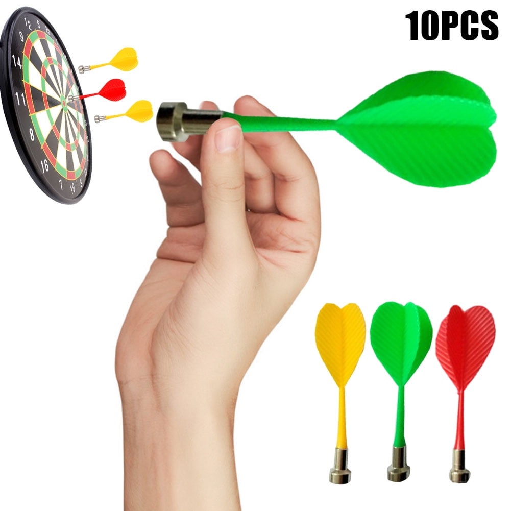 10pcs Magnetic Bullseye Target Game Plastic Flat Tips Darts Double Sided Dart 