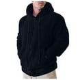 thumbnail image 3 of Men's Winter Hooded Jacket Hoodie Zipper Fleece Sweatshirt Winter Solid Color Outwear Long Sleeve Keep Warm Pocket Fashion Coat Windbreaker For Outdoor, 3 of 9