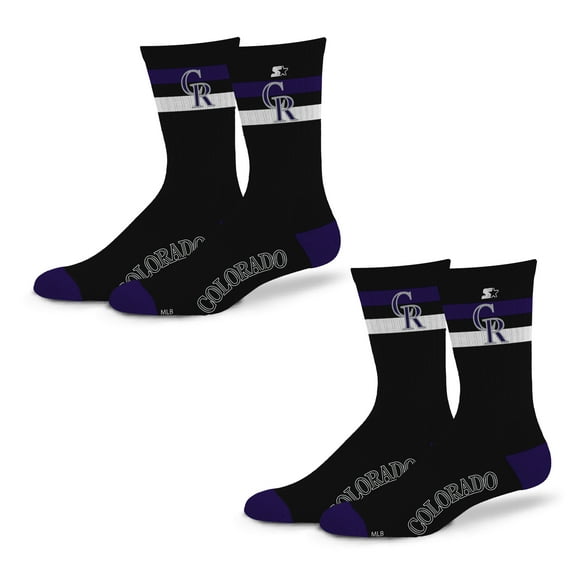 Unisex Starter Colorado Rockies Team Color 2-Stripe 2-Pack Crew Socks Set