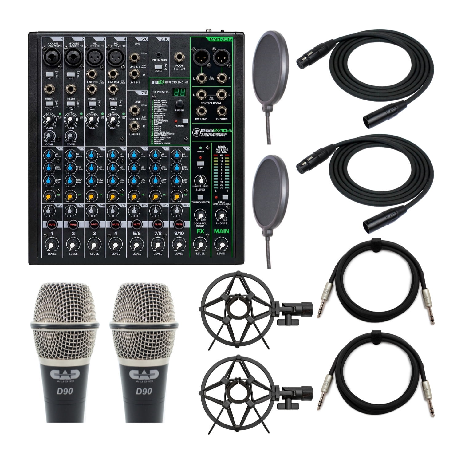 Mackie ProFXv3 10Channel Mixer with CAD Audio D90 Dynamic Microphone