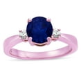thumbnail image 3 of Star K � 3 Three Stone Round Genuine Sapphire Classic Engagement Promise Ring, 3 of 9