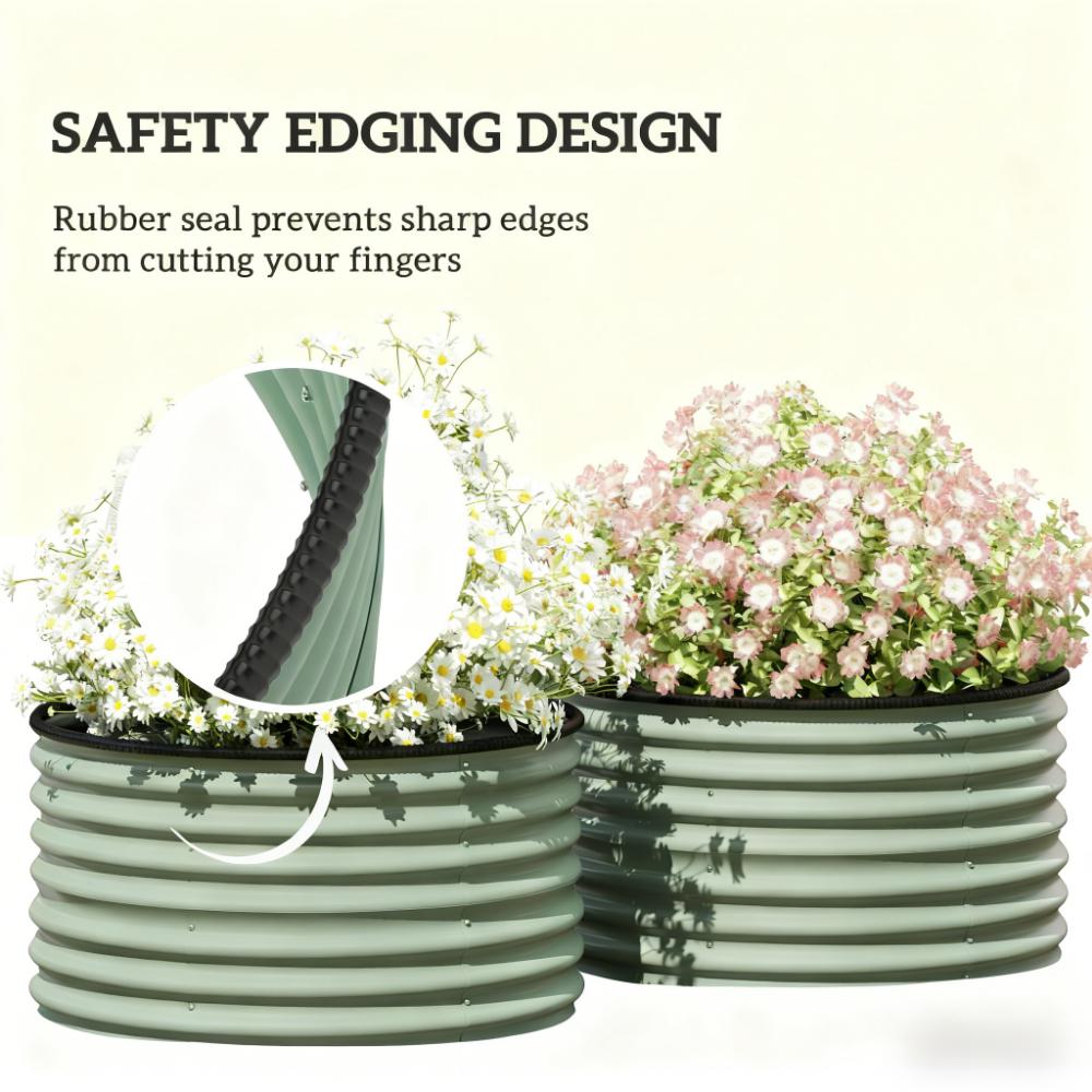 Set of 2 Raised Garden Bed, Metal Planter Box with Safety Edging