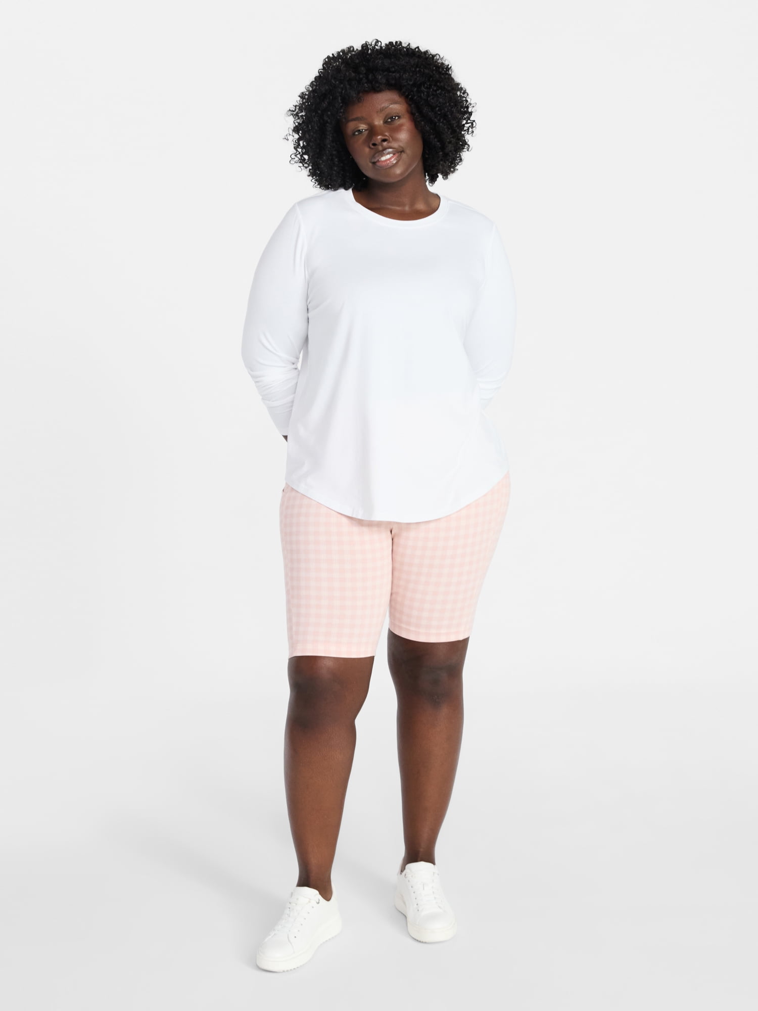 Terra & Sky Women's Plus Size Crewneck Tee with Long Sleeves, Sizes 0X-5X