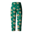 thumbnail image 4 of Women Plus Size Pants Casual Floral Print Harem Hem Capri Trousers with Pocket Elastic Waist Slimming Loose Sweatpants, Mint Green, XL, 4 of 5