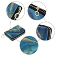 thumbnail image 3 of PU Leather Zip Card Holder Women's Card Case Zipper Card Case Compact & Lightweight Blue and Gold Ocean, 3 of 7