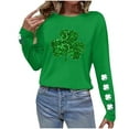 thumbnail image 4 of Ohufall Women's St Patrick's Day T-Shirt Lucky Irish Long Sleeve Shamrock Graphic Tees Tops, 4 of 6