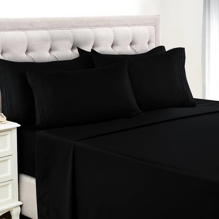 Lux Decor King Microfiber Sheet Set, 6-Piece Black photo 2