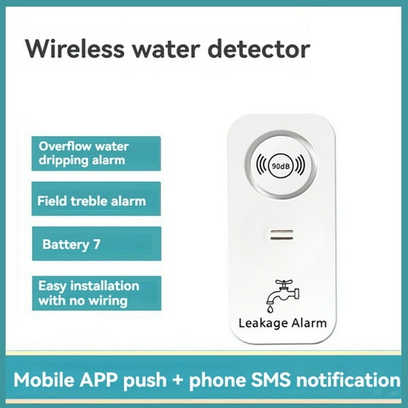 Tuya WIFI Water Sensor Water Leakage Detector 90db High Pitch Alarm for Kitchen Bathroom Basemen,1 * Water Sensor,White