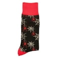 thumbnail image 2 of Halloween Holiday Unisex Crew Socks Red, White and Black with Red Spiders and White Spider Webs Novelty Fashion, 2 of 3
