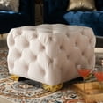 thumbnail image 4 of Baxton Studio Avara Glam and Luxe Royal Blue Velvet Fabric Upholstered Gold Finished Button Tufted Ottoman, 4 of 5