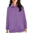 thumbnail image 4 of Lindreshi Womens Full-Zip Hooded Sweatshirt Women's Loose Long Sleeve Casual Zipper Tops Blouse with Pocket Sweatshirt Jackets, 4 of 9