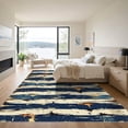 thumbnail image 3 of ODIKA 5' x 7' Machine Washable Non-Slip Area Rug, distressed striped High Traffic Rug, Blue, 1003842, 3 of 7