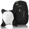Obersee Bern Diaper Bag Backpack and Cooler, Black/White