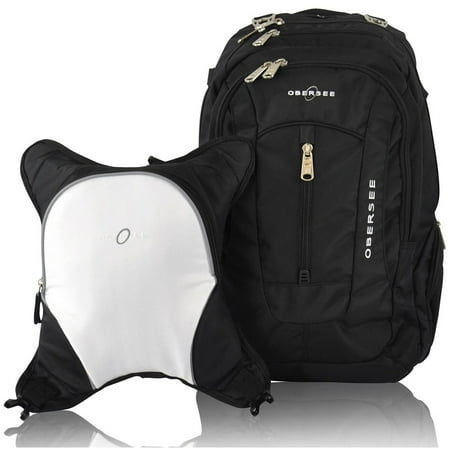 Obersee Bern Diaper Bag Backpack and Cooler, Black/White