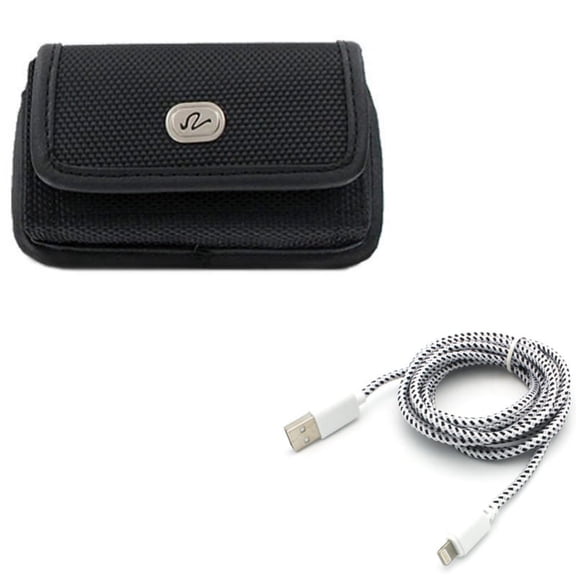 Case Belt Clip w 6ft USB Cable for iPhone 8/7/6S/6 - Rugged Holster Canvas Cover Pouch, Charger Cord Power Wire Braided Long for iPhone 8/7/6S/6 Models