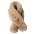 thumbnail image 2 of dianhelloya Thickened Wide Plush Ball Noble Thermal Scarf Female Autumn Winter Solid Faux Fur Scarf Wrap Khaki, 2 of 8