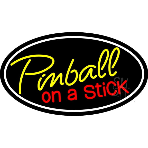 Pinball On A Stick 3 LED Neon Sign 13 x 24 - inches, Black Square Cut Acrylic Backing, with Dimmer - Bright and Premium built indoor LED Neon Sign for wall dcor, arcarde, and storefront.