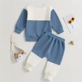 thumbnail image 2 of Zehjuhan 2Pcs Baby Boy Casual Clothing Long Sleeve Color Collision Crewneck Sweatshirt Top and Sweat Pants Outfit Ivory White，18-24M, 2 of 7