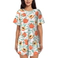 thumbnail image 1 of Balery Peach Conjunto de Pijama para Mujer con Estampado, Dos Piezas de Manga Corta y Shorts, Ropa de Dormir Suave con Cuello Redondo y Bolsillos-Medium, 1 of 6