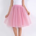 thumbnail image 2 of Huowey Women Tutu Skirts Midi Length Dance Ballet Solid Color Layered A-Line Wedding Party Midi Skirt Elastic Waist Skirt Clothes,Watermelon Red, 2 of 5