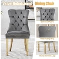 thumbnail image 4 of 7-Piece 70" Glass Dining Table Set, Tempered Glass Top with OC Shape Frame & Stainless Steel Base, 6 Velvet Chairs with Stainless Steel Legs, 4 of 7