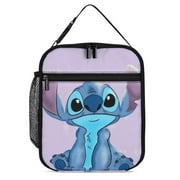 Blue Lilo Stitch Portable Lunch Bag Tote Bento Bag School Office Insulated Cooler Thermal Handbag For Adult Boys Girls Kids