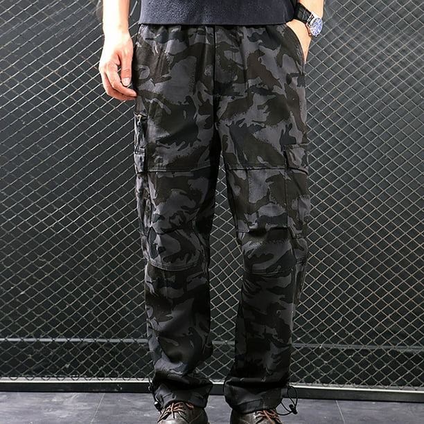 Pantalones largos, pantalones cargo para hombre, pantalones rectos ajustados con múltiples bolsillos, pantalones deportivos para exteriores, pantalones para hombre