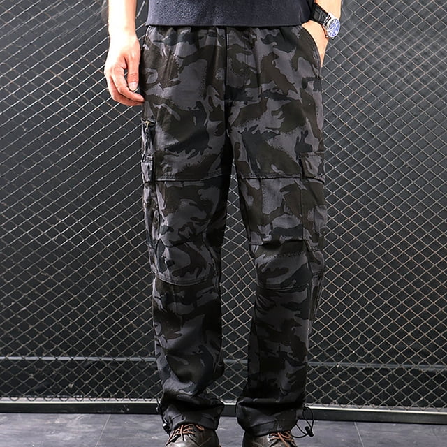 TIMIFIS Cargo Pants for Men Casual Camouflage Straight Work Trousers with Multi-Pocket Regular Work Cargo Sweat Pants