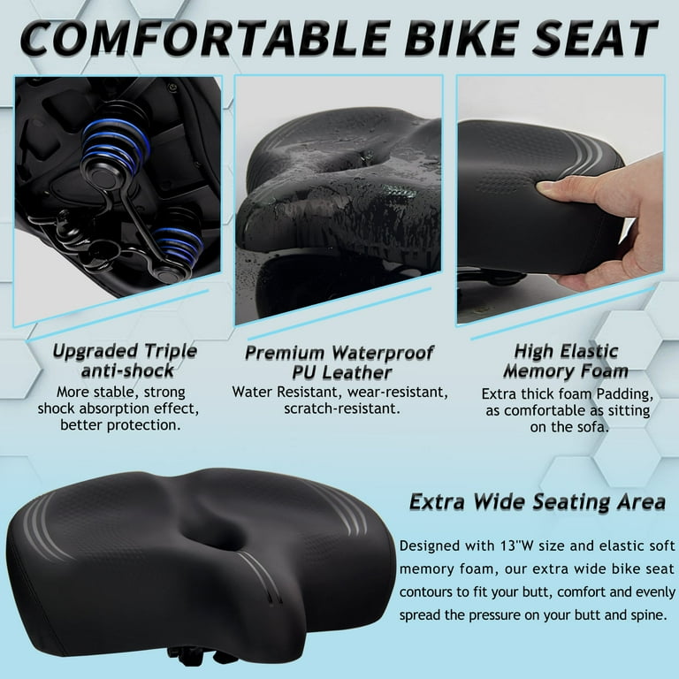 CDYWD Oversized Bike Seat for Men Women Comfort Extra Wide Soft Bicycle Seat Cushion Large Comfortable Replacement Bike Saddle for Peloton Bike