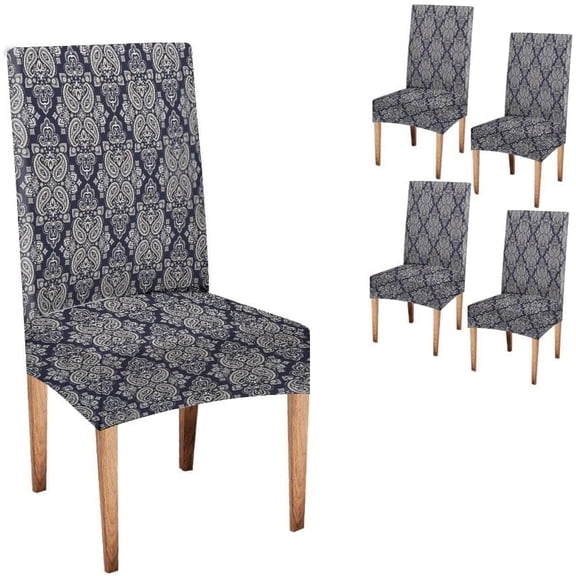 Chair Cover Slipcover Set of 4 Boho Vintage Style Chair Covers Dining Room Chair Seat Covers for Kitchen Dining Room