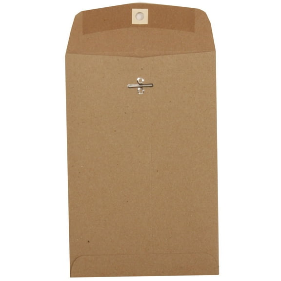 JAM Paper 6 x 9 Clasp Envelopes, Brown Kraft, 50 per Pack