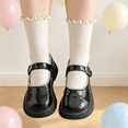 thumbnail image 2 of Girls Ruffle Crew Socks 4-Pack Soft Cotton Breathable Everyday Wear,Size 3 T, 2 of 6