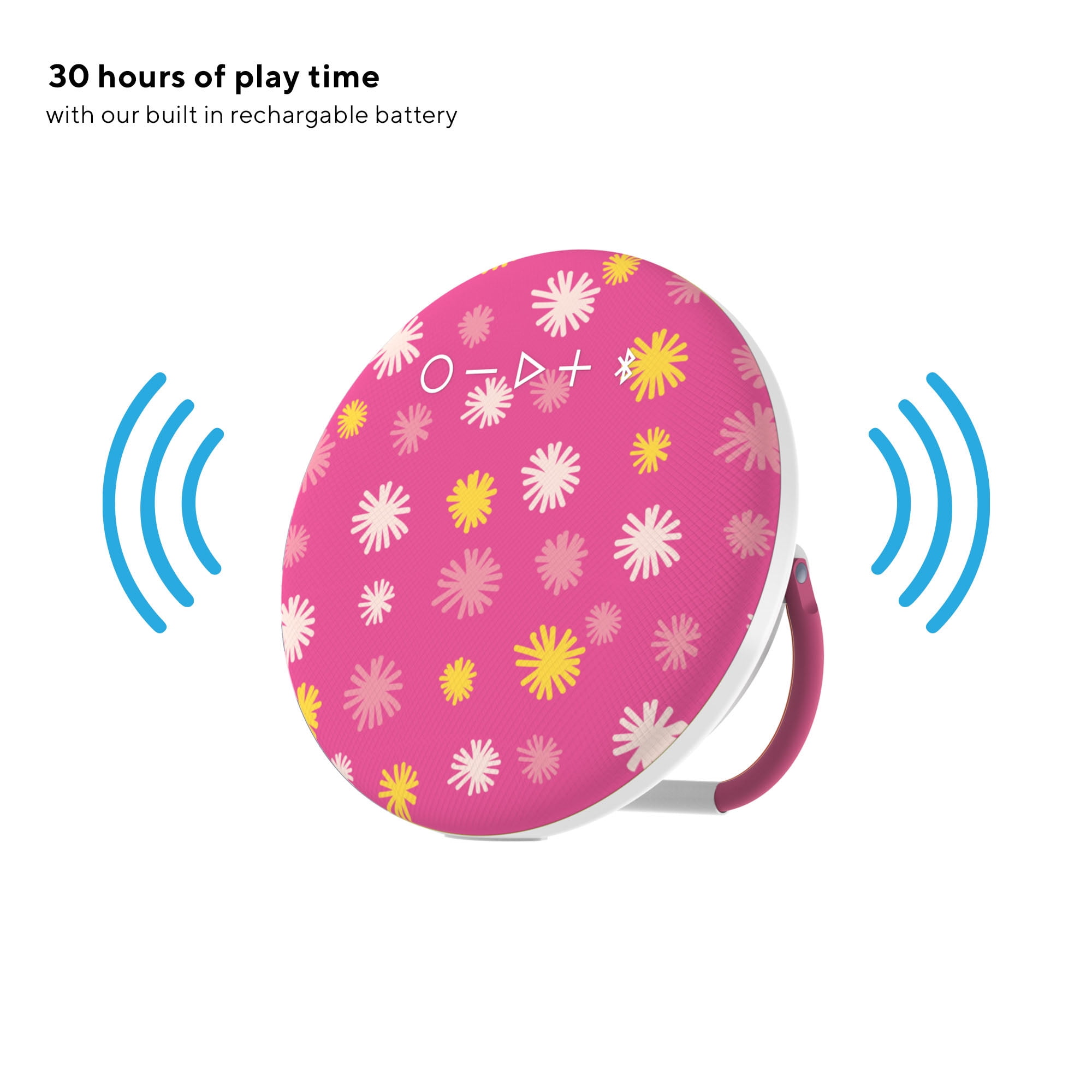 onn. Portable Bluetooth Speaker | IPX4 Water Resistant | Round Wireless Speaker, Pink Spark