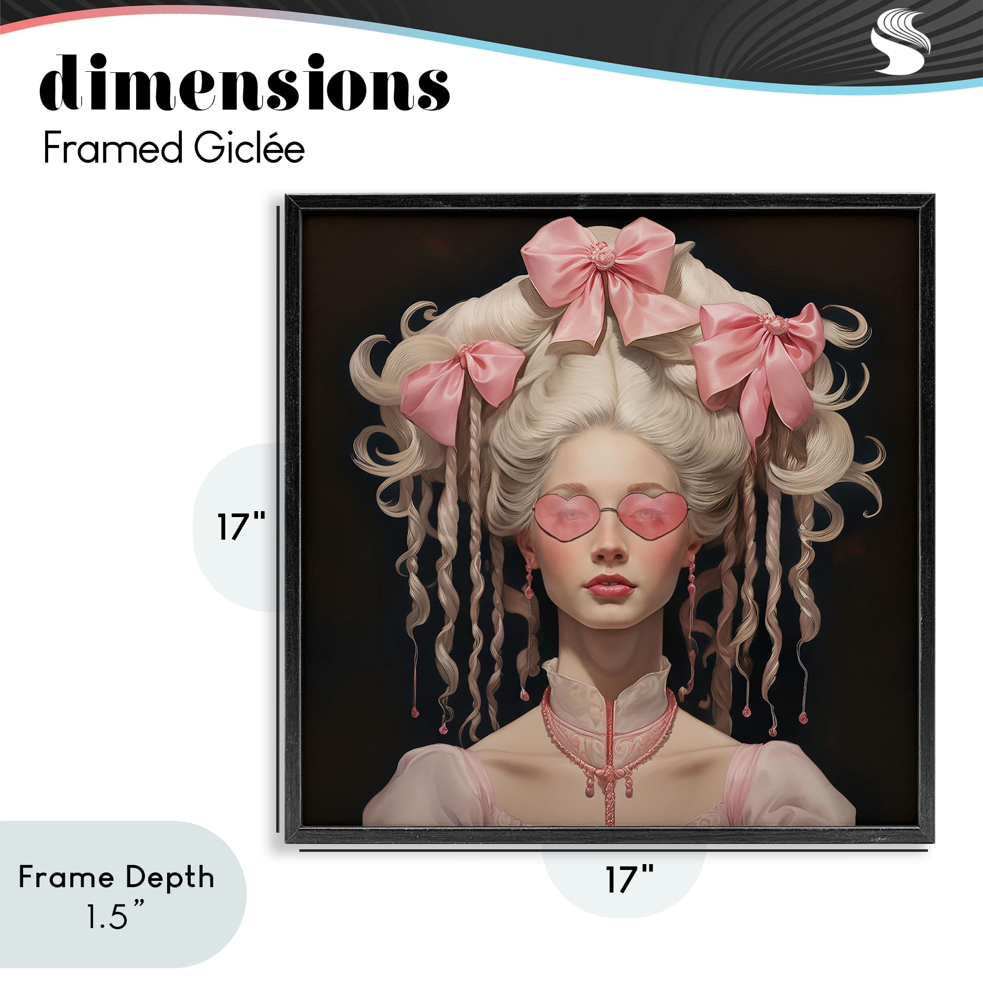 Stupell Industries Rococo Woman Opulent Ribbons Black Framed Giclee Art, design by Grotto Studios