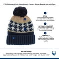 thumbnail image 3 of CTM  Knit Houndstooth Pattern Winter Beanie Hat with Pom (Women), 3 of 3