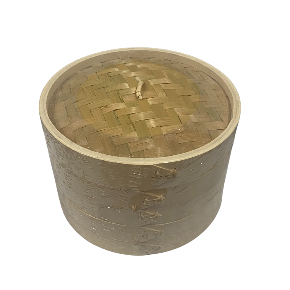 Bamboo Steamer & Bamboo Steamer Basket 10 inch 2 Tier 3 Pieces
