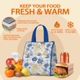 thumbnail image 5 of Pioneer Flower Floral Print Pattern Insulated Lunch Bag for Women & Adults,Large Portable Soft Cooler Lunch Bag,Thermal Food Storage Tote with Pearl Cotton,8.66L,8.75x5.75x9.5 Inch, 5 of 6