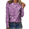 thumbnail image 1 of HKEJIAOI T-Shirts à Manches Longues en Polyester pour Femmes Imprimé Graphique Col Rond Blouses Habillées Décontractées Manches Longues, 1 of 5