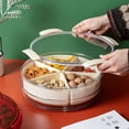 thumbnail image 6 of White Round Plastic Divided Serving Tray with Lids, 5 Individual Dishes Food Storage Containers, Serving Platter for Snack, Fruit, Veggie, Candies, etc., 6 of 8