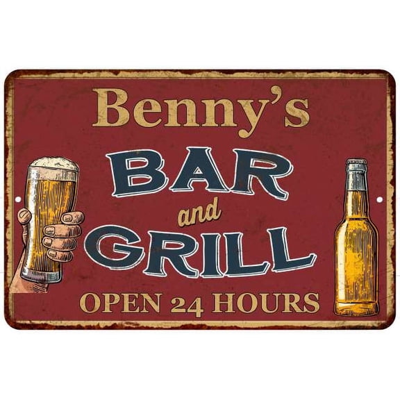 Benny's Red Bar and Grill Rustic Sign Decor 8x12 208120045368