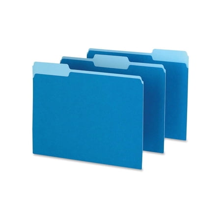 Pendaflex Two-Tone File Folder, Letter Size, 1/3 Cut Tabs, Blue, Pack of 100