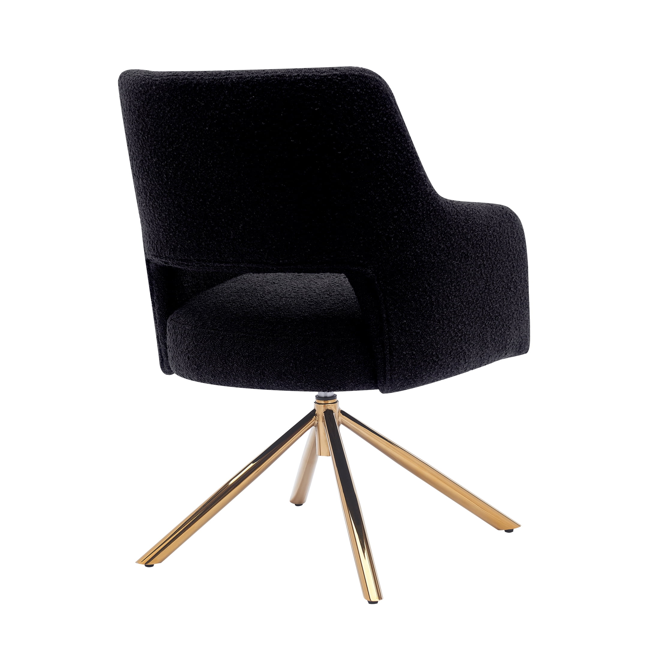 Mid-Century Modern Water and Stain Resistant Boucle Fabric Upholstered Swivel Accent Chair, Black