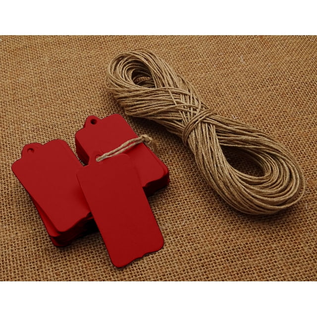 100 Pcs Rectangular Shape Tag Bonbonniere Wedding Favor Hang Tags Gift With Free Natural Jute Twine - Colours Available