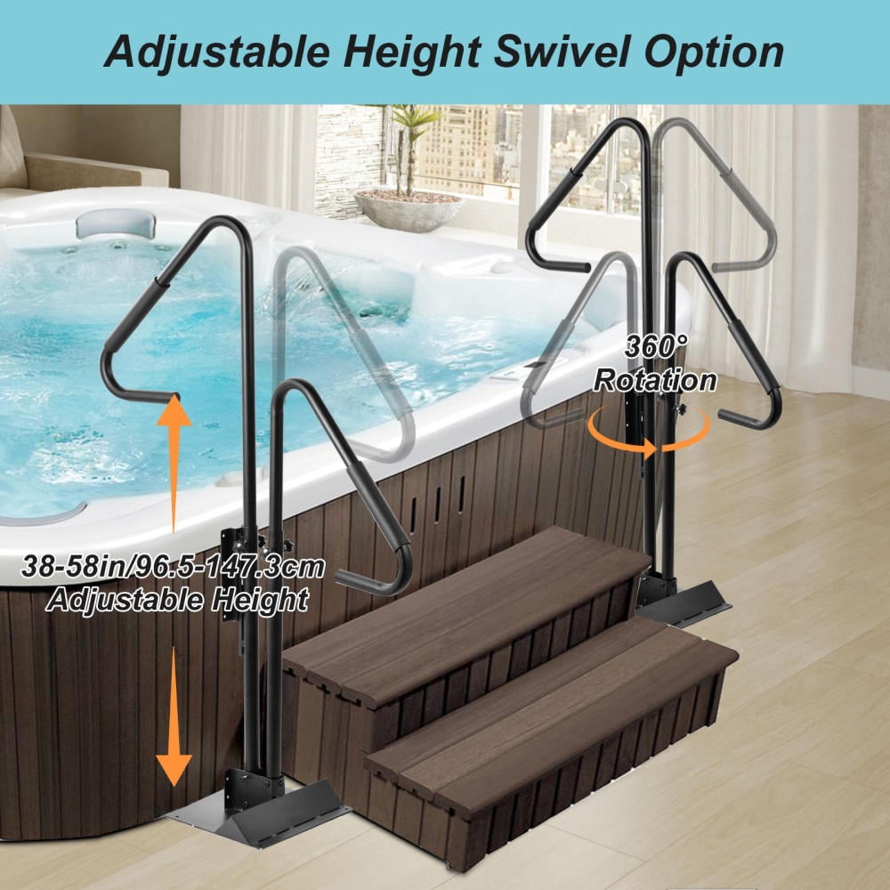 Kagrote Adjustable Hot Tub Rail, 57.87x19.69 Inch Non-Slip Handgrip for Pools/Spas, 600lbs Weight Capacity