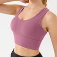 thumbnail image 2 of Women's Criss Cross Back Sports Bra Longline U-Neck Padded Yoga Workout Wirefree Crop Tank Top Padded Workout Tops For Women, 2 of 9