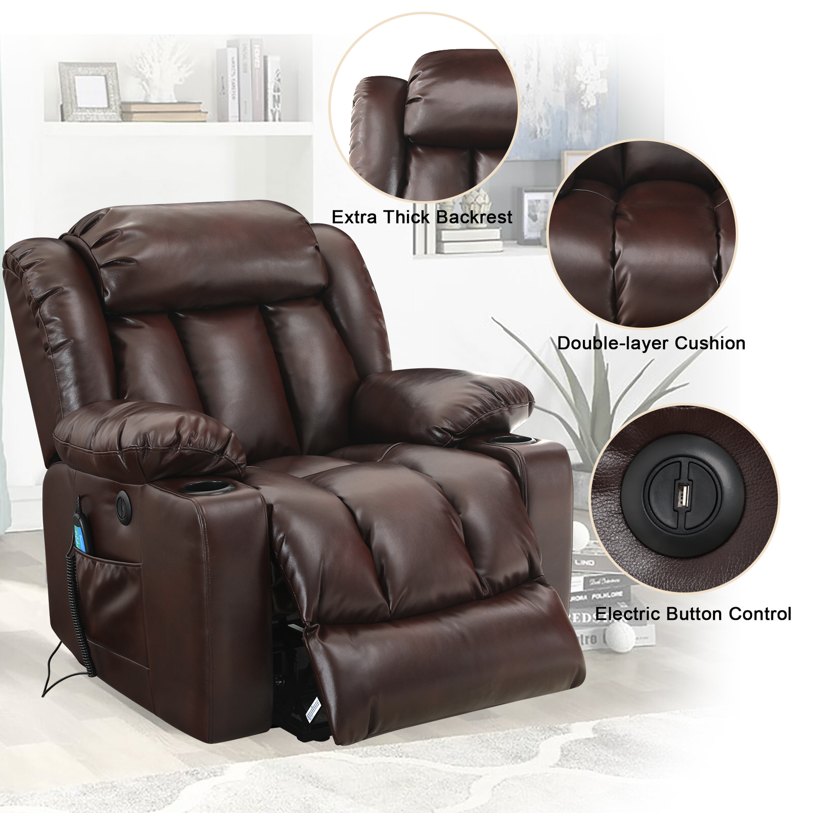 Large Power Lift Recliner Chair for Elderly,Massage Chair Recliner with ...